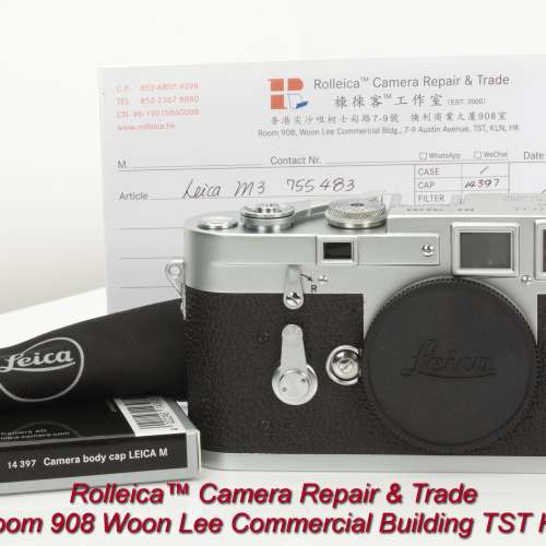 Collectors! Leica M3 1st Type (1955) Factory Rebuilt w/ 0.85 VF-RF, at ROLLEICA...