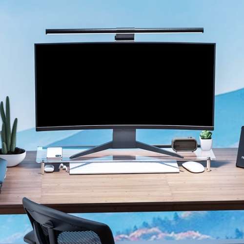 ⌨️ Monitor TV Stand Acrylic 60cm Table Desk Extension Support Transparent NE...