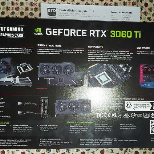 ASUS 華碩, RTX3060Ti TUF GAMING, 8GB GDDR6X