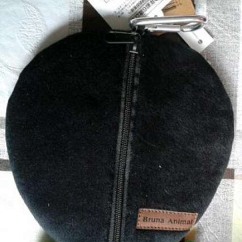 短毛拉鍊細袋(趣緻貓頭鷹款)，日本品牌。