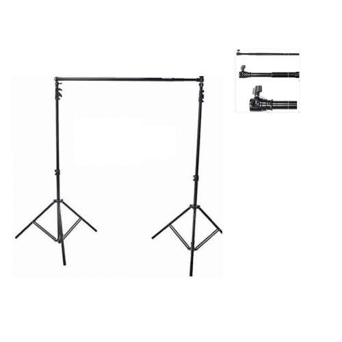 2.4m(H) X 3m(W) Portable Adjustable Studio Support Stand With 3.3m(W) Backdrop