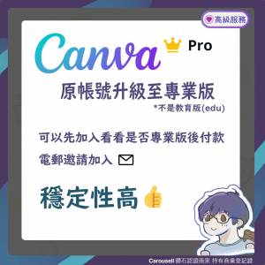 （商用版） Canva Pro 專業版 原帳號升級 12個月 官網 非教育版 iOS Android Mac W...