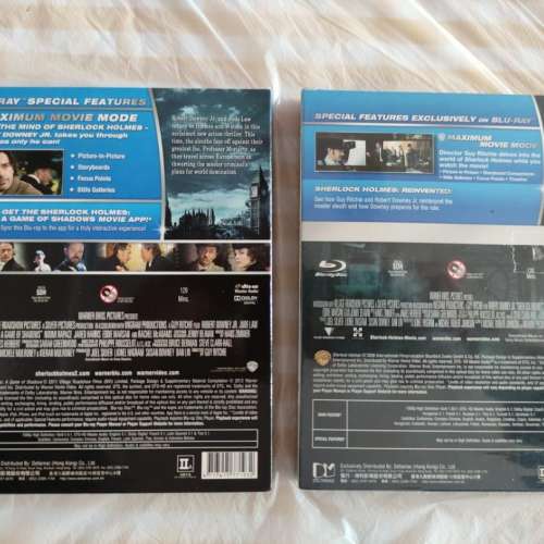 (92% New. 兩集電影版) sherlock holmes 福爾摩斯 blu ray #jude law robert downe...