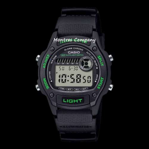 Montres Company 香港註冊公司(32年老店) 卡西歐 CASIO 50米防水 黑綠色 W220 W-22...
