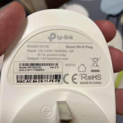 99.9999%新 tp-link hs100 WiFi 插座 買左返黎試左一次之後冇用過長放入櫃