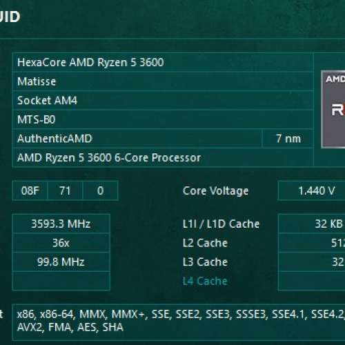 出售AMD CPU Ryzen R5 3600 100%WORK