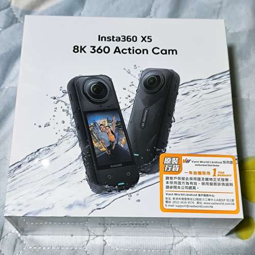 INSTA360 X5 8K 360 ACTION CAM  黑色，全新，未開封，行貨，無單