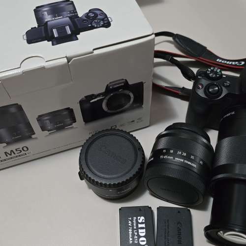 Canon EOS M50 無反相機 15-45kit lens  55-200mm lens