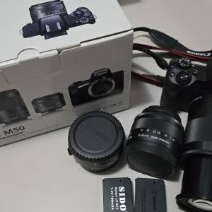 Canon EOS M50 無反相機 15-45kit lens  55-200mm lens