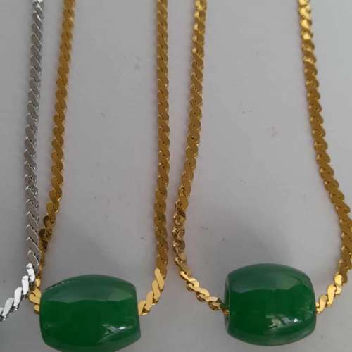 一手四條緬甸乾青路路通 13 x 14mm 連16 /18吋銅頸鏈共售 200元,單一條100 元。no....