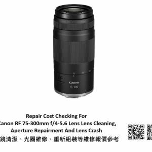 Repair Cost Checking For Canon RF 75-300mm f/4-5.6 Lens Lens Cleaning