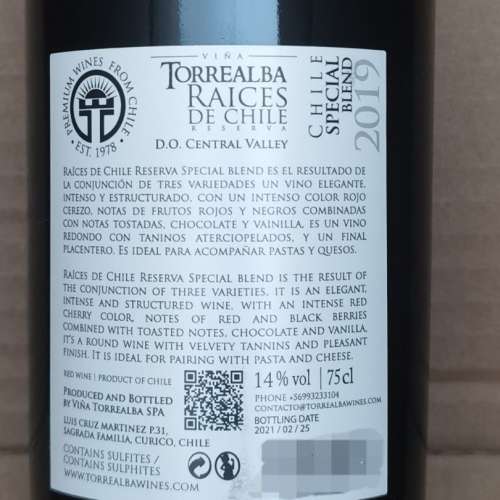Vi&ntilde;a Torrealba Raices de Chile Reserva Special Blend