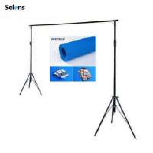 SELENS 3m(W) X 2mm(H) Background Support Stand With 2m(W) X 3m(H) Backdrop Set