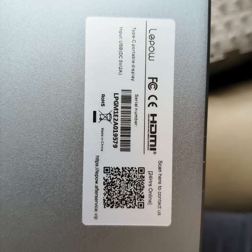 15.6" LEPOW 便携顯示屏，FHD HDMI /TYPE C 輸入，內置双喇叭