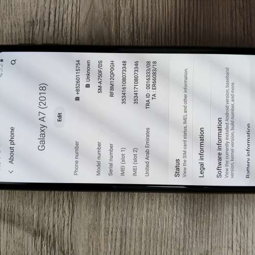 Samaung A7 2018, 6G + 128G