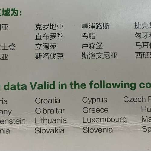 歐洲 英國 sim卡 (Wechat 微信 europe EU UK 電話卡 電話咭 上網 數據 data)