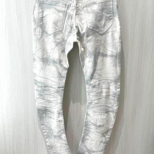 日本潮牌 Semantic Design Jeans 男裝鬆身牛仔褲 彎刀褲 札染雲石灰白色 Smart Casual