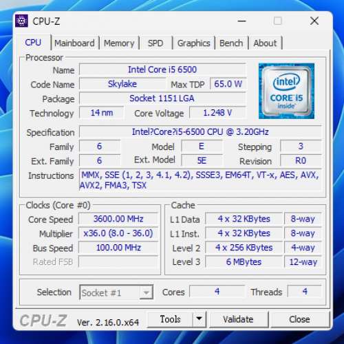 Intel 6代Core i5-6500 CPU