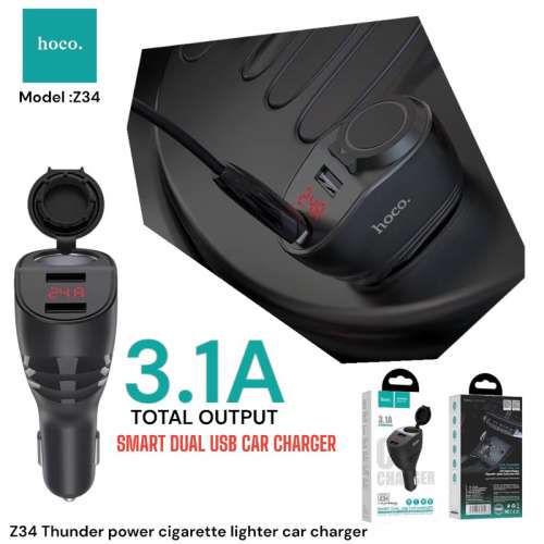 Hoco Thunder Power 96Watt DUAL Smart Digital Display Car Charger