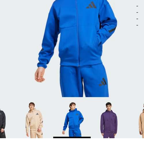 New Adidas Z.N.E. 全幅拉鍊有帽運動外套 - 藍色