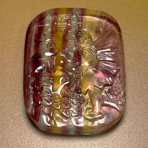 (不設面交)螢石天使與青蛙雕刻牌(吊墜孔) Fluorite Carved Pendant