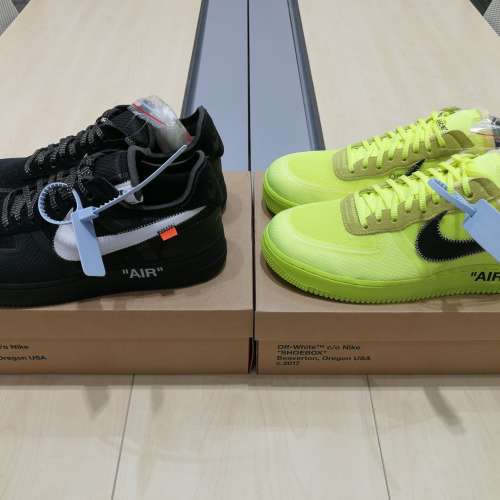 100% New Off-White™ x Nike Air Force 1 US 10.5 Black White + Volt