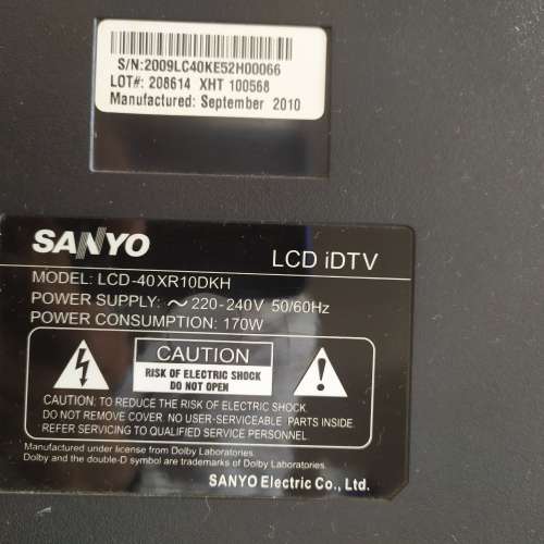 日本 SANYO LCD 40XR10DKH 電視機（40吋）