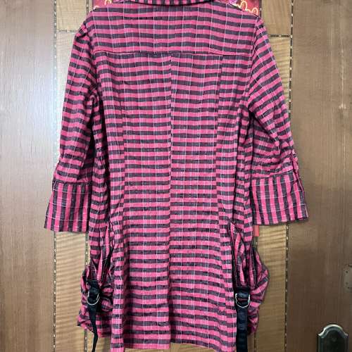 紅黑間條長袖裙