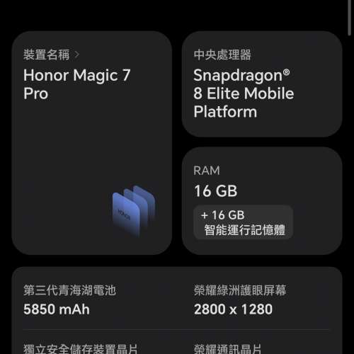 Honor Magic 7 pro 16GB＋1TB 月影灰
