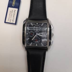 全新Seiko SNA773b Square Alarm Chronograph w/ Leather Strap