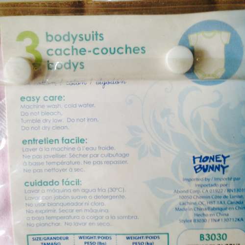 👶 HONEY BUNNY Baby Bodysuit 3pc Gift Set 9-12 months MIX NEW 嬰兒 連體衣 3件套...