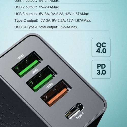 全新EloughQC3.0满天星3USB多口PD20W手機充電器