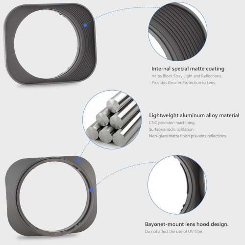 Haoge LH-S245G Bayonet Square Metal Lens Hood For SONY FE 24mm f/2.8, 40mm f/2.5