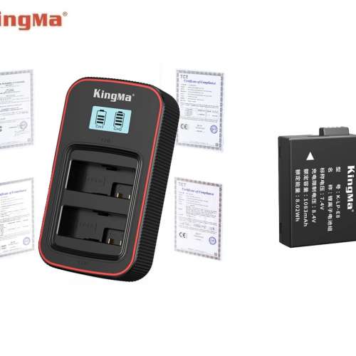 KINGMA LP-E8 Battery Pack With BM058-LPE8 LCD Display USB-C Dual Charger 代用...