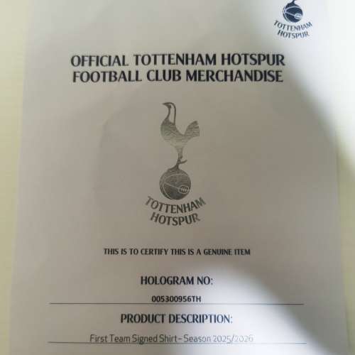 （請帶價PM)Tottenham Hotspur 全隊球員簽名球衣 2025/2026