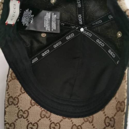 Gucci GG金扣經典啡Cap帽