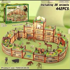 $150 90%新 Doll House Animal Theme (儿童仿真动物模型DIY拼装野生动物园积木，激...