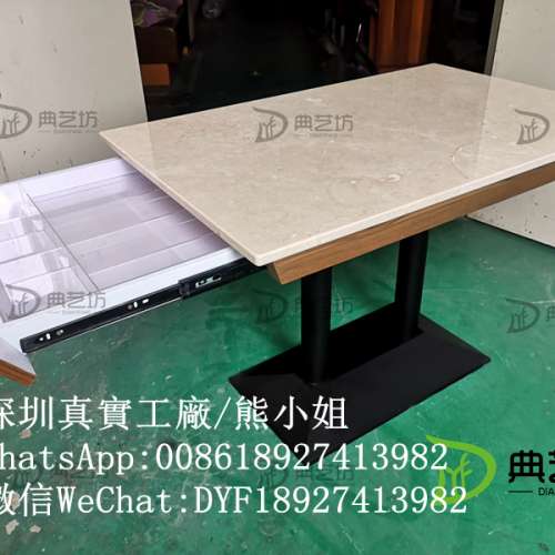 訂製抽屜儲物櫃餐枱，訂造不鏽鋼封邊大理石檯面餐廳細枱.石枱木枱定做,專業訂造雲石...
