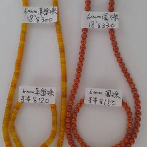 紅黃翡珠串,6mm 頸鏈/手串，每款價錢如照片顯示，兩款起八折,多數量價錢可商議。no...