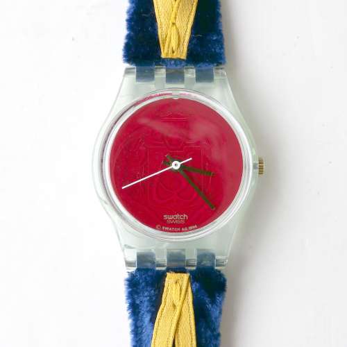 絕版 Vintage Swatch Ladies Leather Strap 女裝 絲紡布面 真皮表帶 復古 少有珍藏