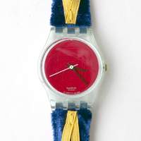 絕版 Vintage Swatch Ladies Leather Strap 女裝 絲紡布面 真皮表帶 復古 少有珍藏