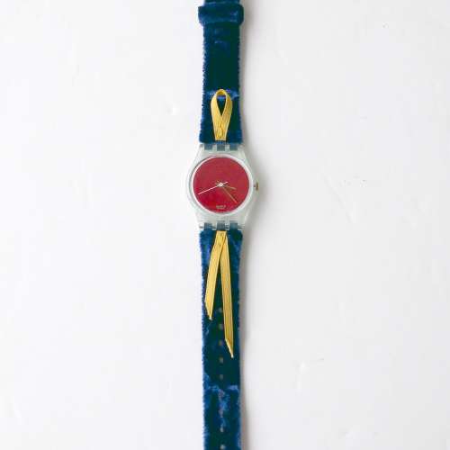 絕版 Vintage Swatch Ladies Leather Strap 女裝 絲紡布面 真皮表帶 復古 少有珍藏