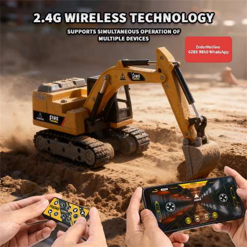 Mini RC Excavator 1:64 Alloy Model. 藍芽搖控迷你玩具挖土機(1:64) USB-C直接充電