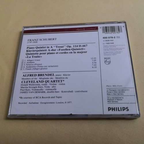 SCHUBERT FORELLENQUINTETT OP. 114 德版銀圈