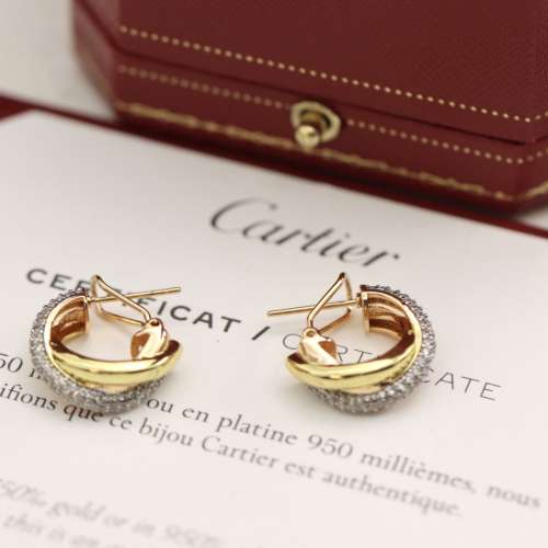 Cartier 卡地亚trinity系列三色金三环耳扣