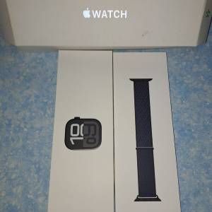 (全新未用) Apple Watch Series 10 GPS 42mm Jet Black aluminum (美版) 藍色錶帶