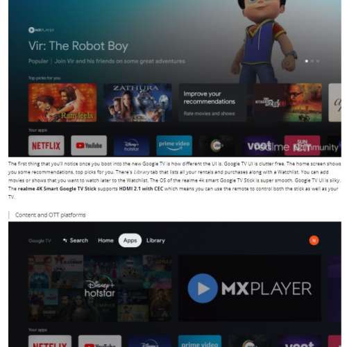 全新 Realme 4k smart google tv stick netflix and google certified (水貨黑色)