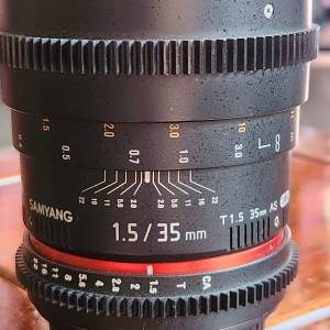 Samyang 35mm T1.5 AS UMC VDSLR 電影鏡頭 99% NEW 100%WORK CANON mount 行貨