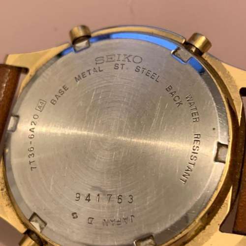 精工 三針 手錶 Seiko 7T36-6A20 Moon Phase Chronograph Gold QUARTZ Watch