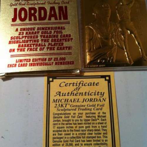 Michael Jordan BULL 23 Gold Upper Deck (有證書絕版限量版23K金卡) NBA 籃球 米高...